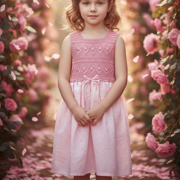 Girl Pink Dress - Rose - girls clothing - Handmade Best Gifts - kreassions.com