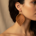 Leather-earring-brown-line-drop-leather goods - women's accessories - Handmade Best Gifts - kreassions.com