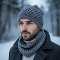 Men Infiniti Scarf and Hat Men Crochet Set - men's clothing and hats - Handmade Best Gifts - kreassions.com