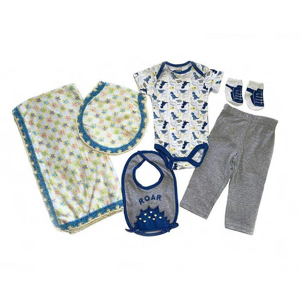 Baby Boy Blanket Blue Stars Dinosaur Gift Set-kreassions.com