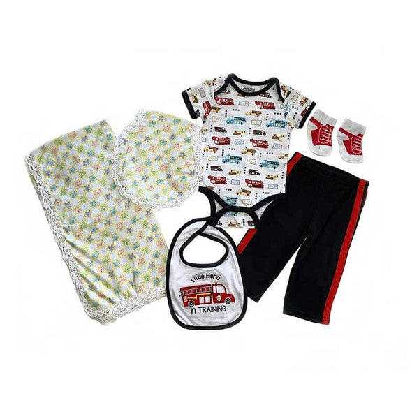 Baby Boy Blanket Blue Stars Firefighter Gift Set-kreassions.com