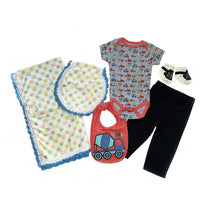 Baby Boy Blanket Blue Stars Truck Gift Set - newborn baby gifts -kreassions.com