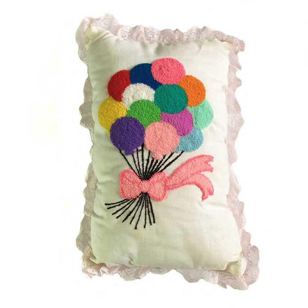 balloons punch needle embroidery pillow - kreassions.com