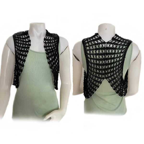 Women Blouse Torera Black Crochet - kreassions.com