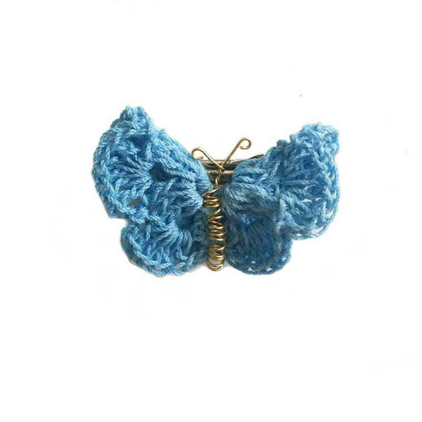 Butterfly Hair Pin Blue Crochet - kreassions.com