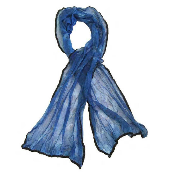 Woman Scarf Fabric & Crochet Blue Black - kreassions.com
