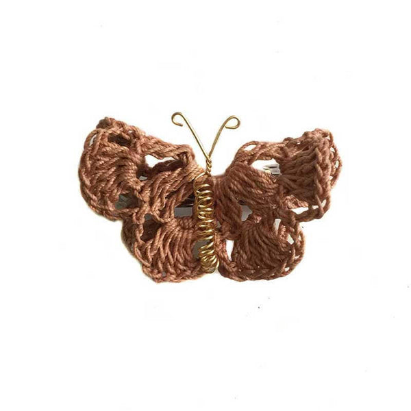 Butterfly Hair Pin Brown Crochet - kreassions.com
