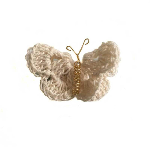 Butterfly Hair Pin Cream Crochet - kreassions.com