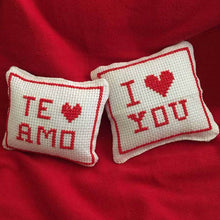 Cross Stitch I Love You Te Amo Pillows - kreassions.com