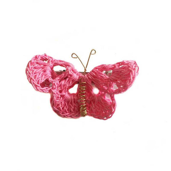 Butterfly Hair Pin Fushia Crochet - kreassions.com