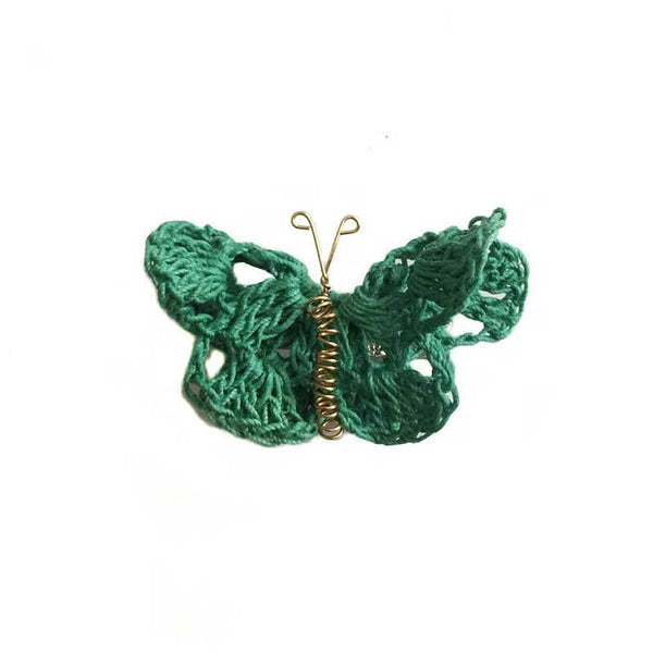 Butterfly Hair Pin Jade Green Crochet - kreassions.com