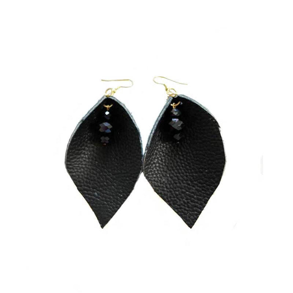 Leather-earring-black-drop-kreassions.com