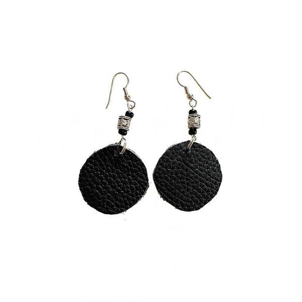 Leather-earring-black-round-kreassions.com
