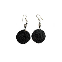 Load image into Gallery viewer, kreassions.com Leather-earring-black-round
