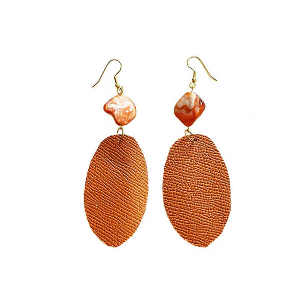  Leather-earring-brown-bead-oval-kreassions.com