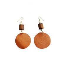 Load image into Gallery viewer, kreassions.com Leather-earring-brown-round-2
