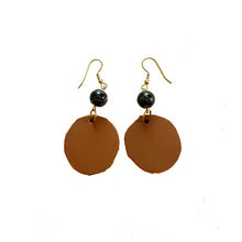 Load image into Gallery viewer, kreassions.com Leather-earring-brown-round-3
