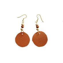 Load image into Gallery viewer, kreassions.com Leather-earring-brown-round
