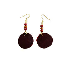 Load image into Gallery viewer, kreassions.com Leather-earring-dark-red--round
