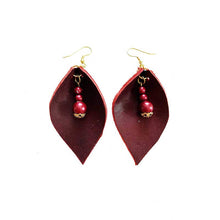 Leather-earring-dark-red-drop-kreassions.com