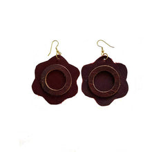 Leather-earring-dark-red-round-kreassions.com