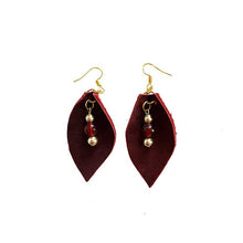 Leather-earring-dark-red-brown-drop-kreassions.com