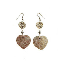 Load image into Gallery viewer, kreassions.com Leather-earring-double-hearts
