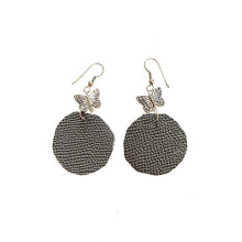 Load image into Gallery viewer, kreassions.com Leather-earring-gray-butterflies
