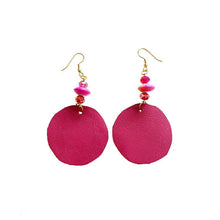  Leather-earring-pink-beads--round-kreassions.com
