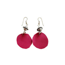 Load image into Gallery viewer, kreassions.com Leather-earring-pink-round
