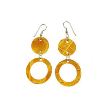 Load image into Gallery viewer, kreassions.com Leather-earring-yellow-double-round
