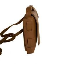kreassions.com Leather Woman Purse Light Brown Cross Long Cord