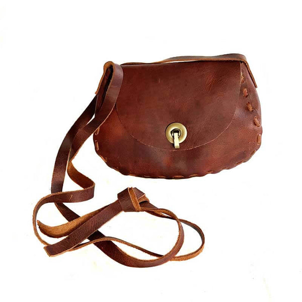 kreassions.com Leather Woman Handbag Dark Red Cross Long Cord