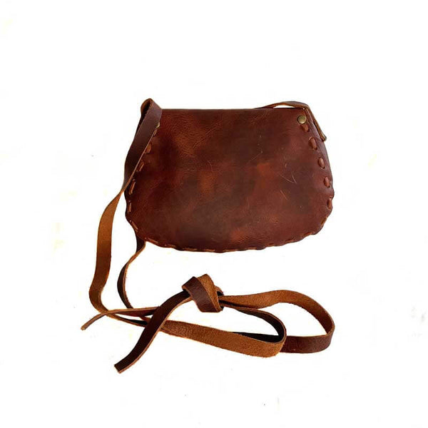 kreassions.com Leather Woman Handbag Dark Red Cross Long Cord