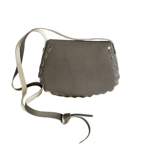 kreassions.com Leather Woman Handbag Gray Cross Long Cord