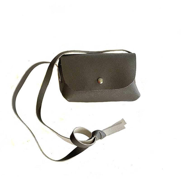 Leather Woman Handbag Gray Small Cross Long Cord - kreassions.com 