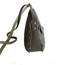kreassions.com Leather Woman Handbag Gray Cross Long Cord