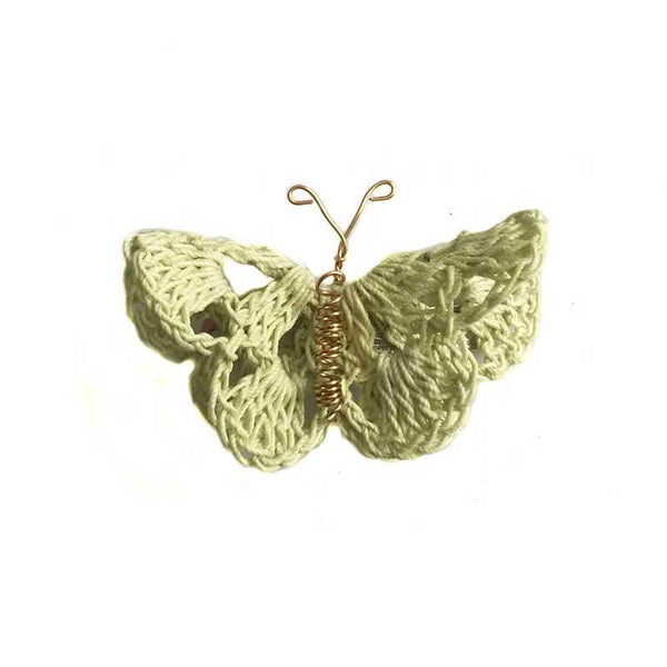 Butterfly Hair Pin Lemon Green Crochet - kreassions.com