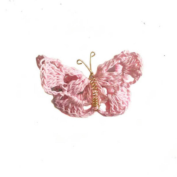 Butterfly Hair Pin Pink Crochet - kreassions.com