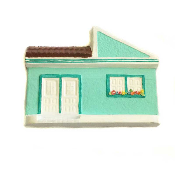 Wall Plaque Blue House Hand Panted - kreassions.com