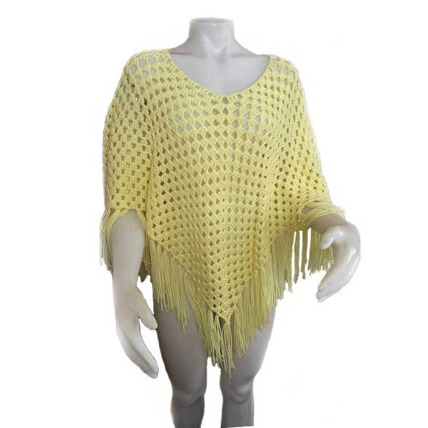 Women Poncho Yellow Crochet - kreassions.com