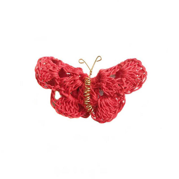 Butterfly Hair Pin Red Crochet - kreassions.com