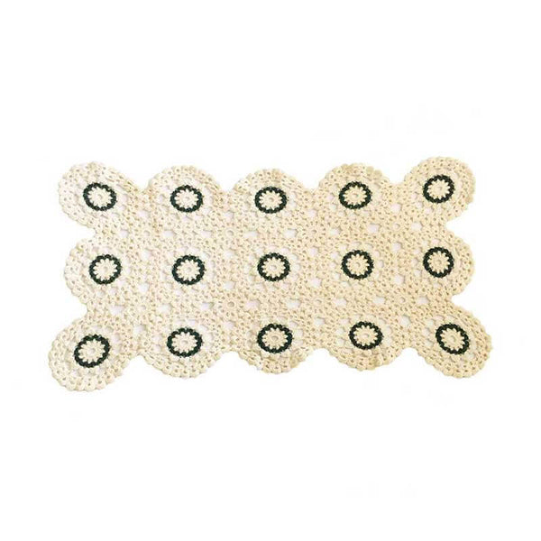 Tablecloth Rectangle Cream  Green Crochet - kreassions.com