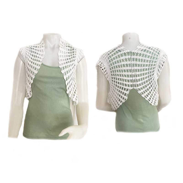 Women Blouse Torera White Crochet - kreassions.com