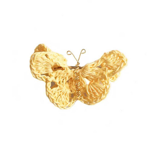 Butterfly Hair Pin Yellow Crochet - kreassions.com