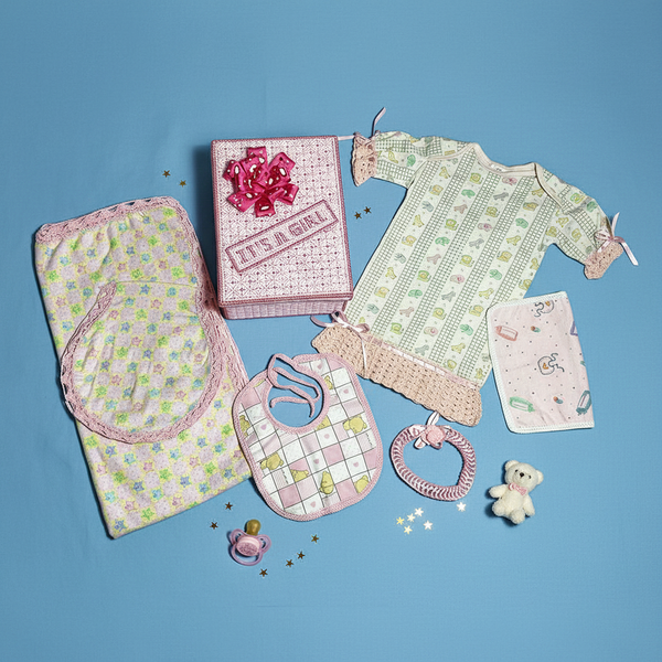Baby Girl Pink Stars Shower Gift Box - newborn baby gifts - kreassions.com