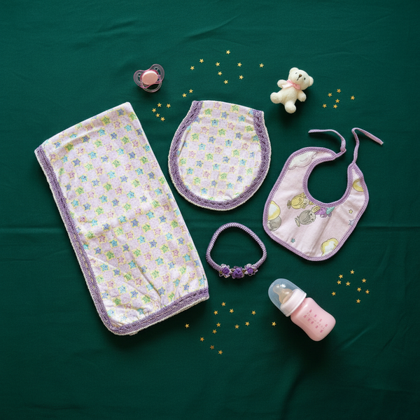 Baby Blanket Pink Stars Gift Set - newborn baby gifts - kreassions.com