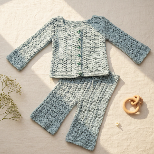 Baby Layette Blue Crochet Set - newborn baby gifts - kreassions.com