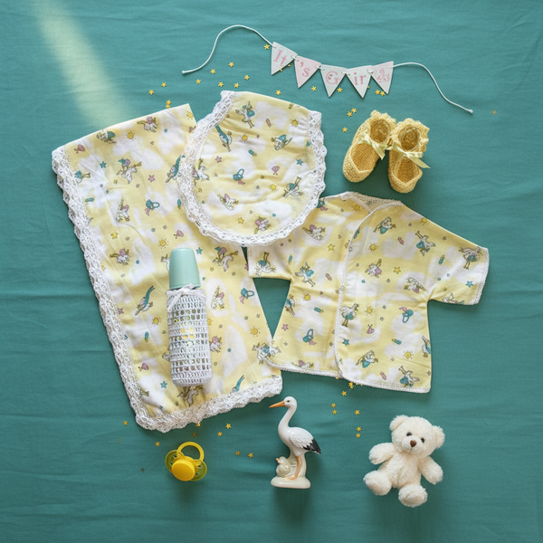 Baby Blanket Stork Girl Gift Set - newborn baby gifts - kreassions.com