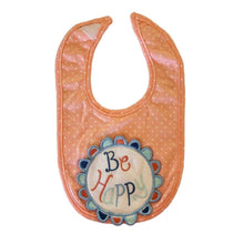 Baby bib with 'Be Happy' text - kreassions.com